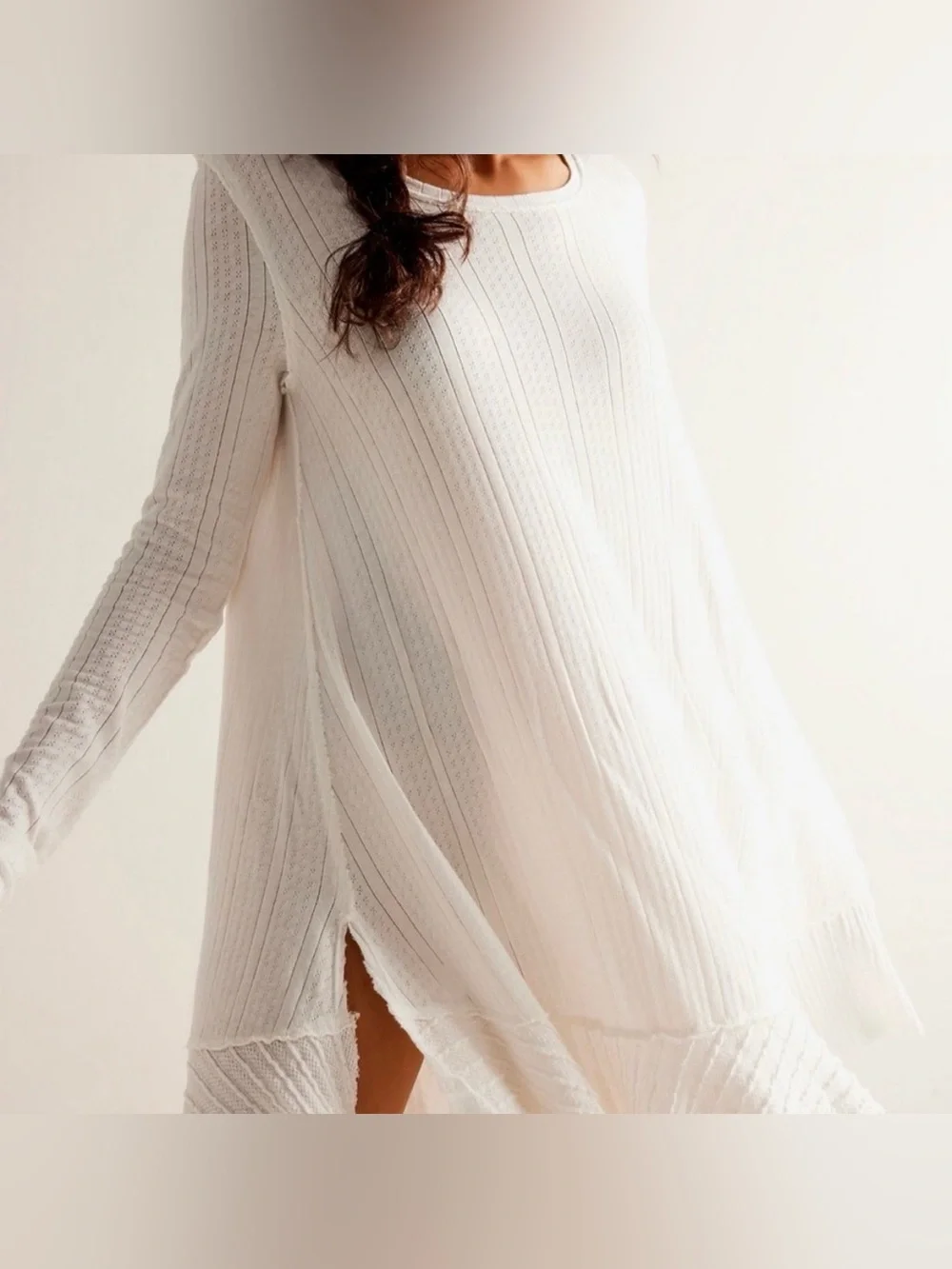 NWT FREE PEOPLE Tate Pointelle Tunic- Ivory Combo $78 MSRP